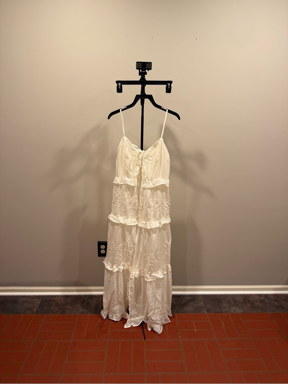 Altar'd State Cream Embroidered Ruffle Slip Dress Kimono - Picture 4 of 6